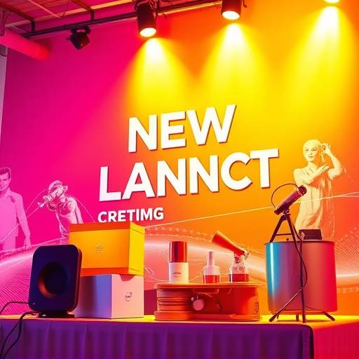 Campanha de marketing criativa para o lançamento de um novo produto.